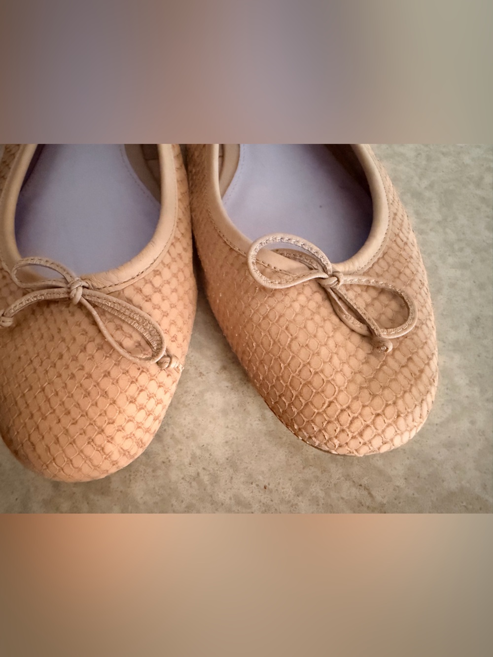 Delman Tan Snake Print Leather Ballet Flats - Picture 4 of 9